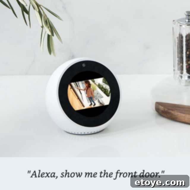 Score a Free Amazon Echo Spot 4 Amazon Echo Spot displaying a security camera feed