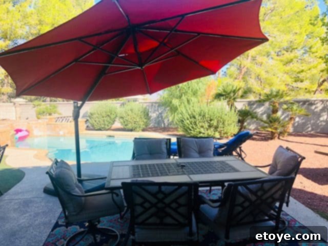 Simply Shade 11-ft Auto-Tilt Umbrella Review and Lowes Giveaway 8 Umbrella tilted to provide maximum shade