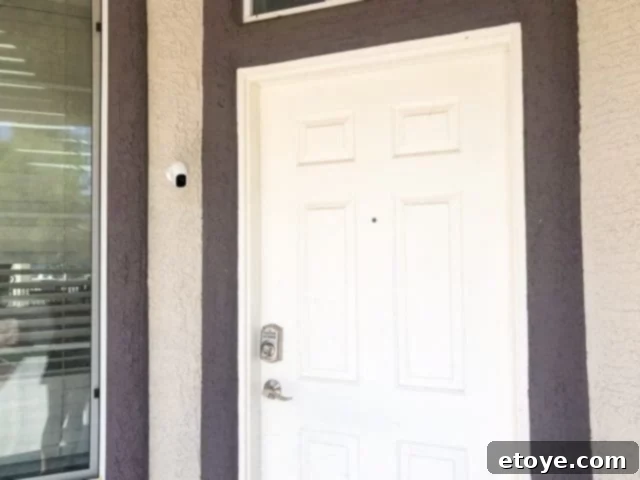 Arlo Pro 2 Home Security System Review and Giveaway 6 Arlo Pro 2 camera installed at a front door