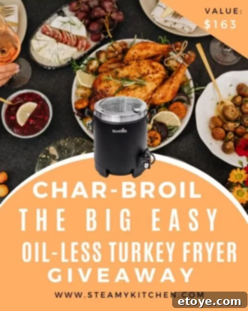 Win a Char-Broil The Big Easy Oil-less Turkey Fryer 2 Char-Broil The Big Easy TRU-Infrared Oil-Less Turkey Fryer in action, cooking a perfect turkey for a safe and delicious meal.