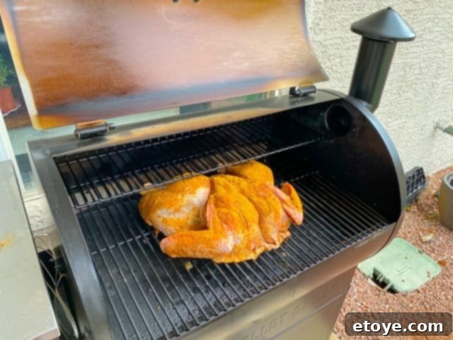 Spatchcocked turkey prepared for smoking