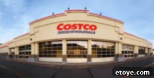 A diverse range of high-quality products displayed on shelves inside a Costco warehouse, showcasing the variety available.