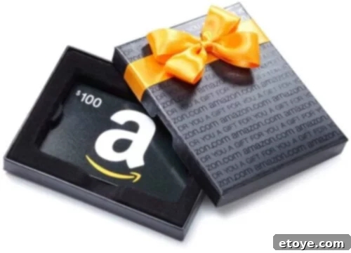 Amazon gift card with a variety of products, representing diverse shopping options