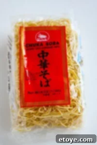 Japanese style egg noodles, ready to be cooked for a stir-fry dish