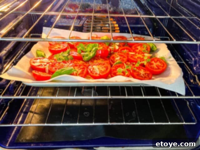 Tomatoes in the oven for roasting
