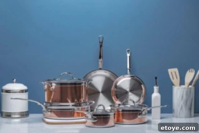 Hestan CopperBond Cookware Set Review and Win Your Own 2 Full set of Hestan CopperBond cookware, 10 piece set, showcasing elegant design