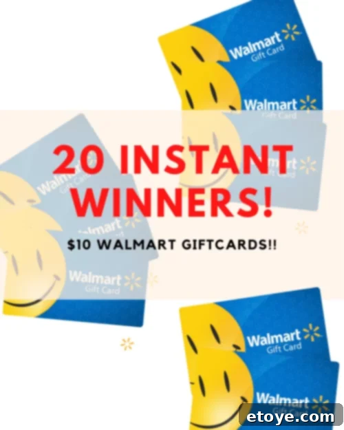Score 20 Instant $10 Walmart Gift Cards 2 Steamy Kitchen Instant Win Giveaway Banner featuring a vibrant design and prize details