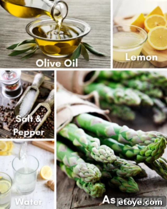 Close-up of freshly trimmed green asparagus spears