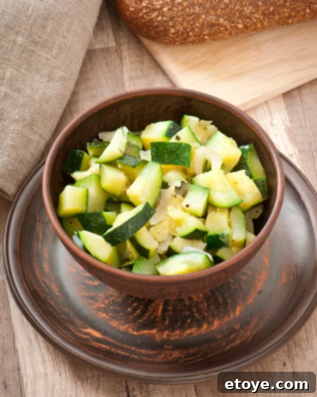 Freshly sliced zucchini ready for microwave steaming