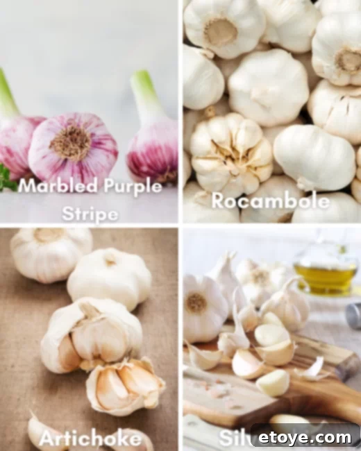 Quick Microwave Roasted Garlic 4 A vibrant selection of different garlic varieties, showcasing their unique colors and shapes