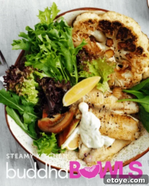 Roasted Cauliflower Buddha Bowl with Zesty Dill Dressing 2 Vibrant Roasted Cauliflower Buddha Bowl with Grilled Fish and Dill Dressing