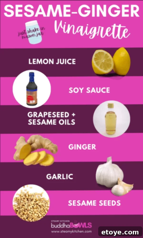 Visual breakdown of sesame ginger dressing ingredients