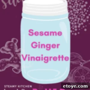 Freshly prepared Sesame Ginger Vinaigrette in a glass jar