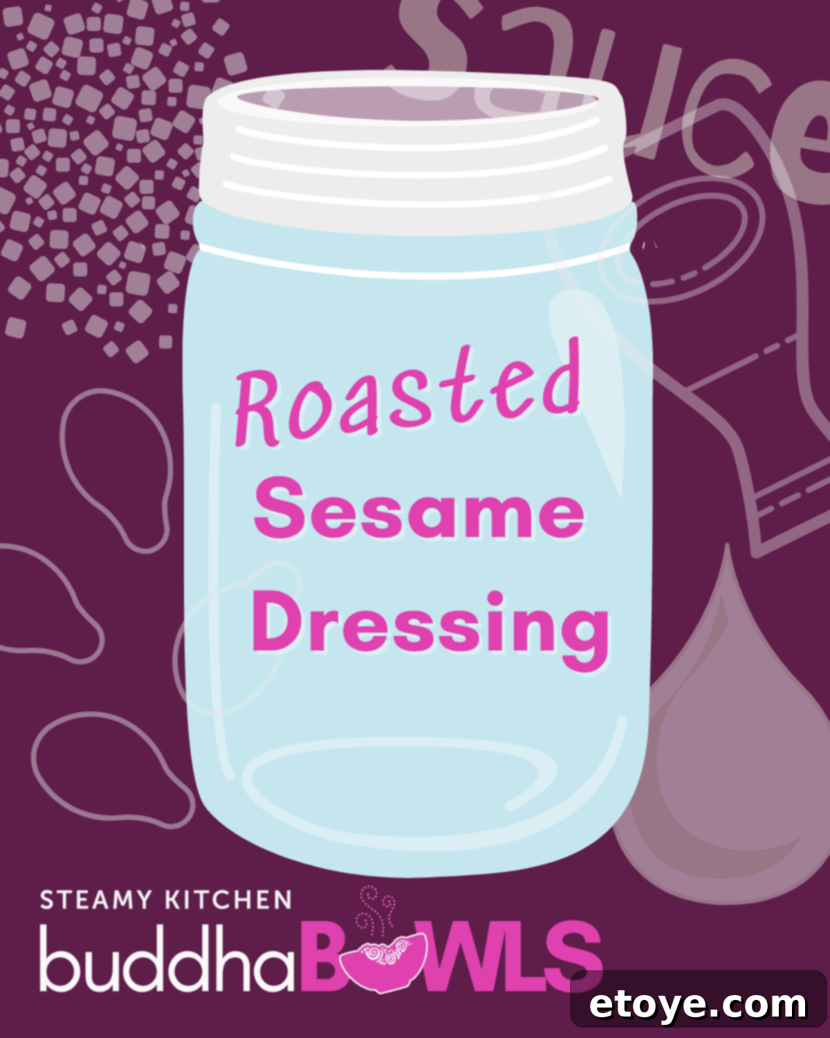 A vibrant bowl of salad drizzled generously with rich, creamy homemade roasted sesame dressing.