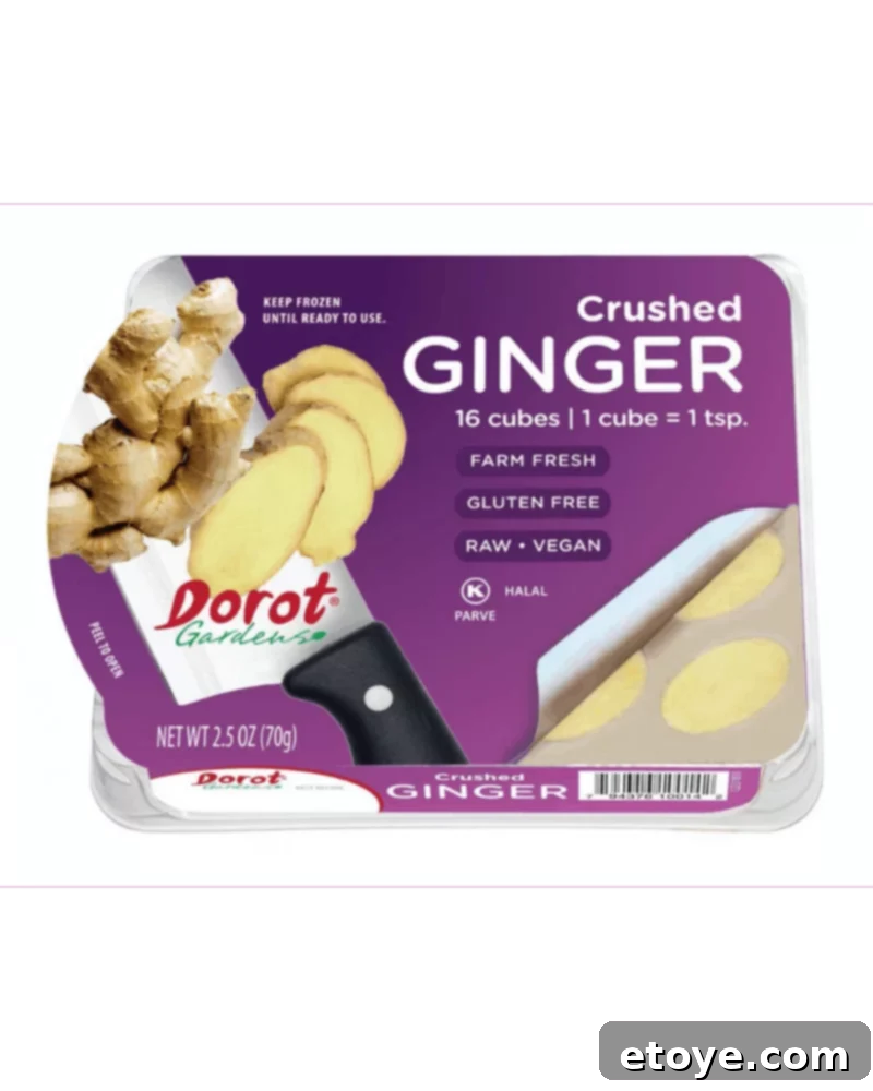 Dorot Gardens frozen crushed ginger in a package