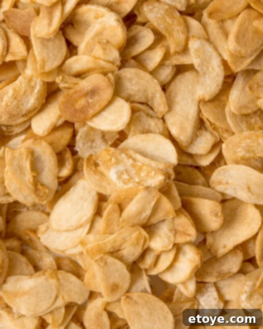 Golden Crispy Garlic 4 Close-up of crispy fried garlic chips