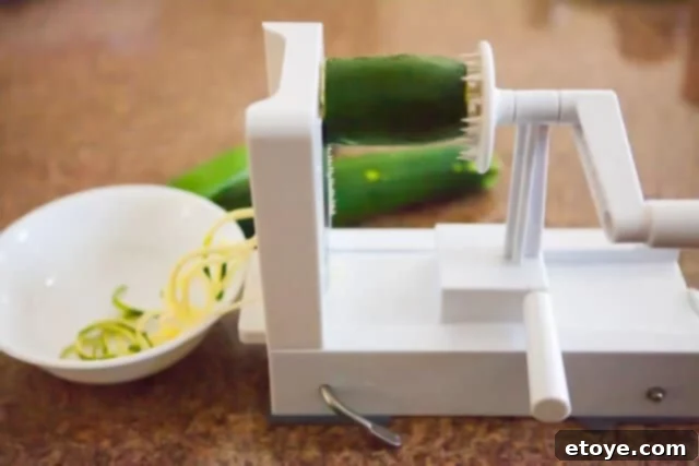 spiralizing zucchini noodles