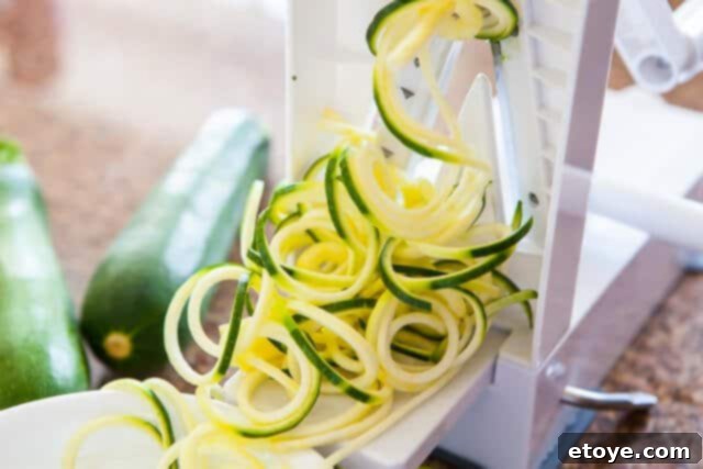 spiralizing zucchini noodles