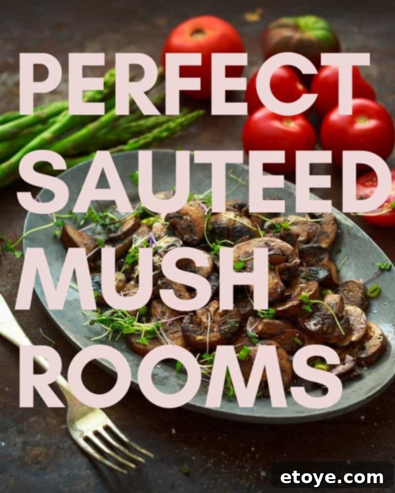 Perfectly golden-brown sautéed mushrooms in a skillet