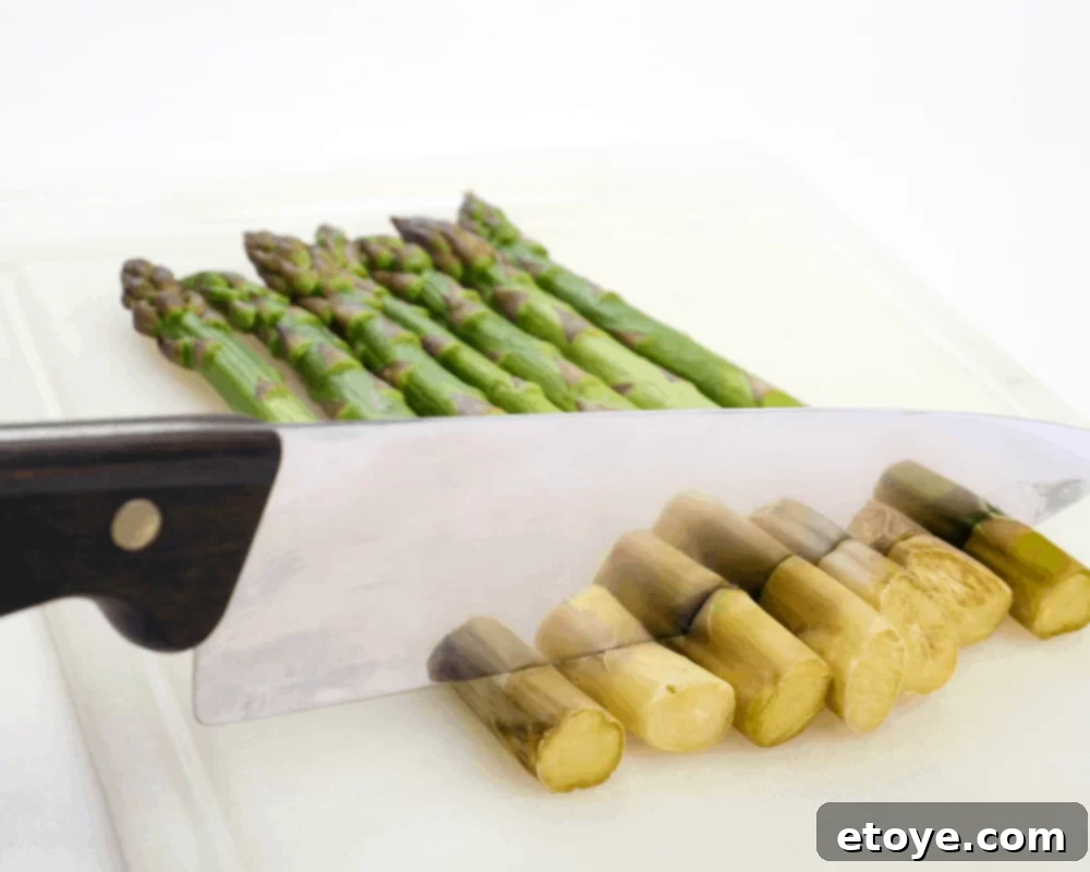 cutting end off asparagus 