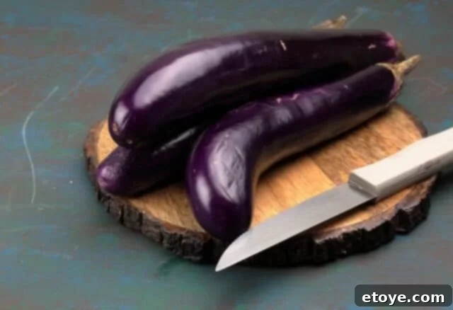Japanese eggplant, deeper, rich purple