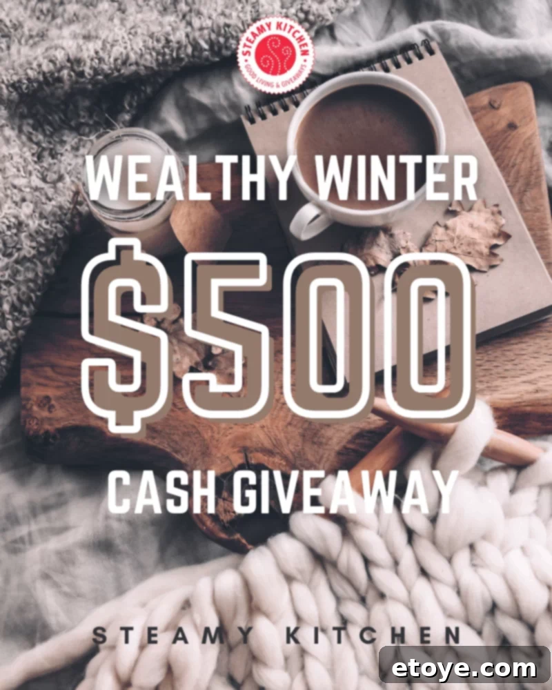 Wealthy Winter $500 Cash Giveaway - Festive illustration of money and winter elements