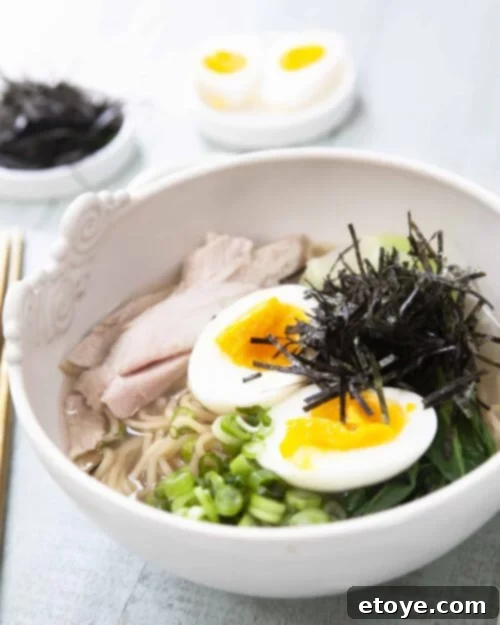 Reimagined Leftover Turkey Miso Ramen 2 Delicious turkey miso ramen with various toppings in a bowl.