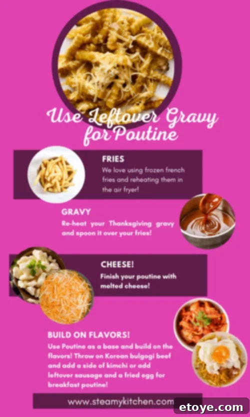 Close-up of a homemade poutine with crispy fries, melted cheese, and rich gravy.