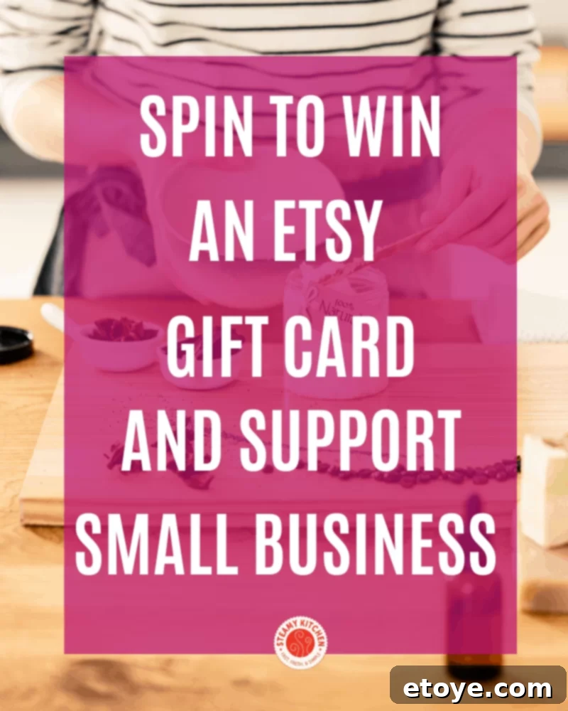 Illustration highlighting the Etsy giveaway prizes, including a $100 grand prize and four $25 runner-up prizes