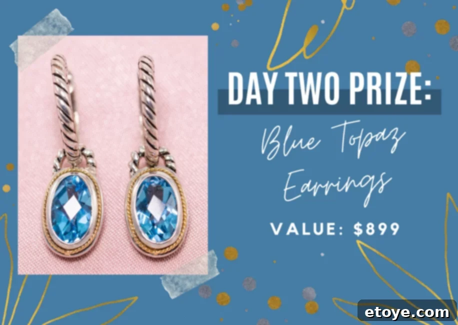 Beautiful Effy Blue Topaz Earrings in sterling silver and 18K gold, sparkling elegantly.