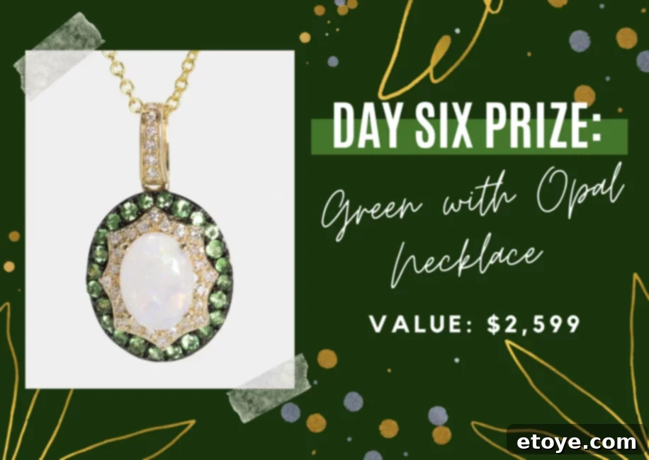 Sparkle Fest Day Six 3 Green Tsavorite Opal Diamond Necklace