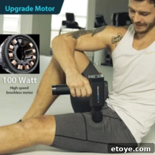 RecoverFun Plus Massage Gun in Use