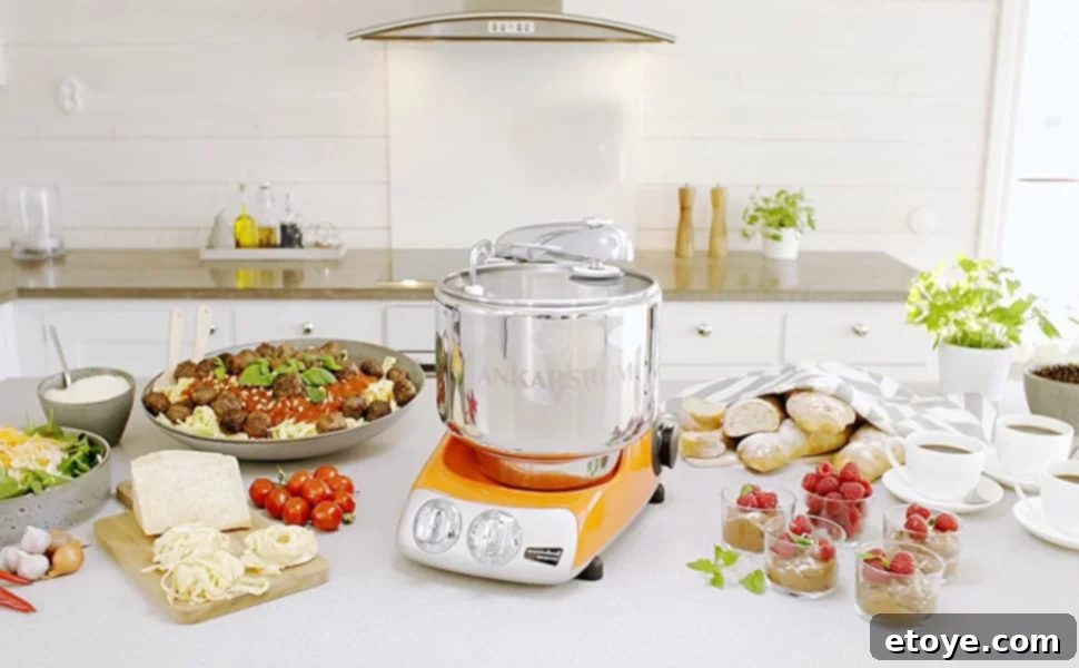 Ankarsrum Assistent Original Stand Mixer Our Honest Review Plus Giveaway 7 Ankarsrum Assistent Original Stand Mixer on a kitchen counter, ready for use.