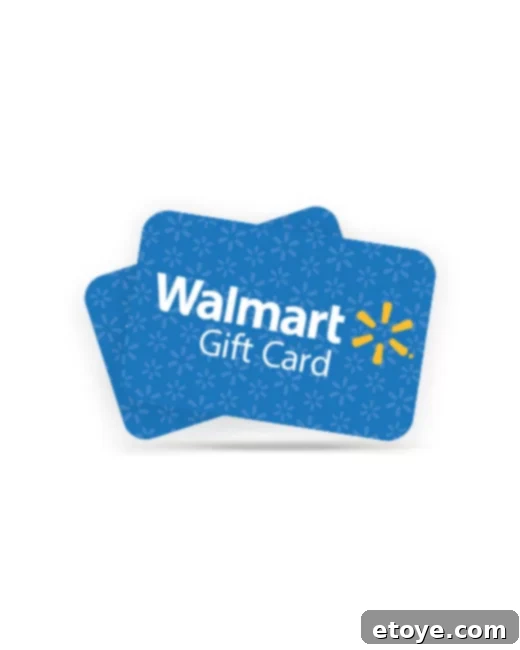 Walmart Fortune Instant Win 5 Excited woman holding up a new Walmart gift card, ready for a shopping trip.