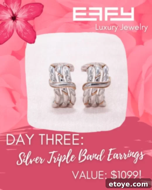 Effy Sterling Silver Triple Band Earrings