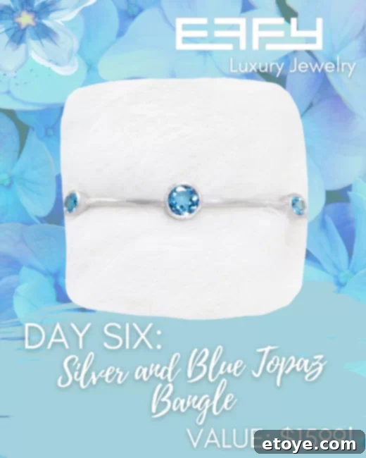 Spring Into Love: Day 6 Prize Drop 3 Close-up of the Blue Topaz and Sterling Silver Bangle
