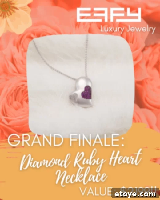 Ruby and Diamond Heart Pendant Necklace