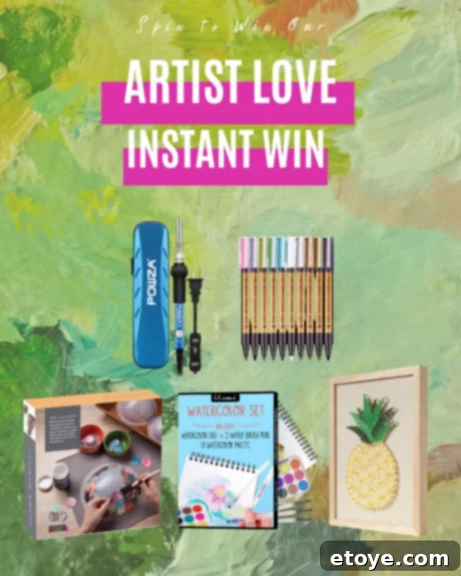 Various art and craft supplies displayed beautifully