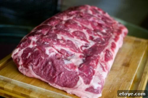 Large, fresh beef loin ready for the dry aging process