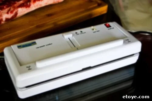 Close-up of a vacuum sealer's sealing bar