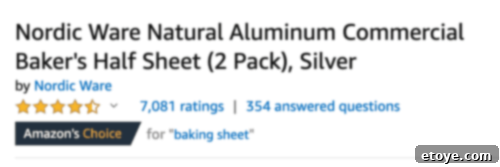 Nordic Ware Natural Aluminum Commercial Baker's Half Sheet pan, highly recommended for even baking