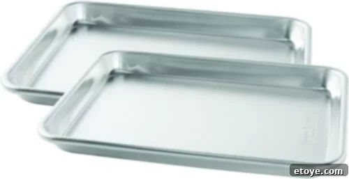 Another view of the Nordic Ware Natural Aluminum Commercial Baker's Half Sheet pan, highlighting its durable construction