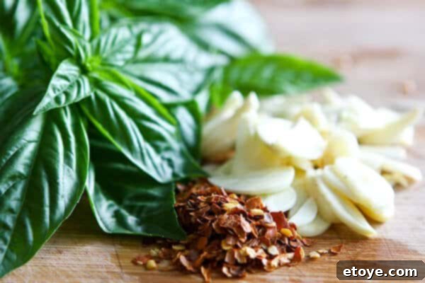 Ingredients for Scarpetta's Garlic Basil Oil