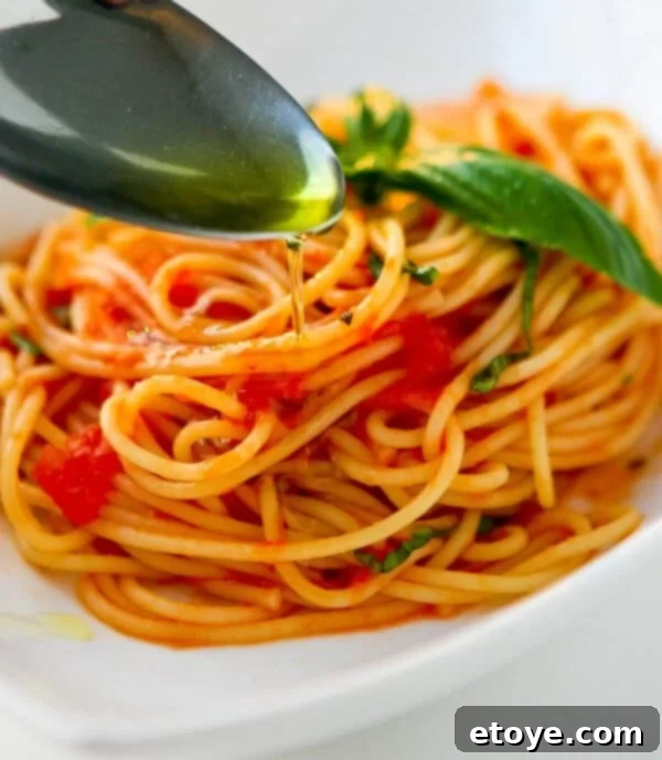 Drizzle with Garlic Basil Oil for Scarpetta's Spaghetti