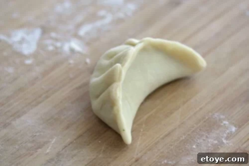 Pan Fried Pork and Shrimp Potstickers Recipe - pleating