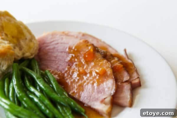 top down shot of glazed ham recipe