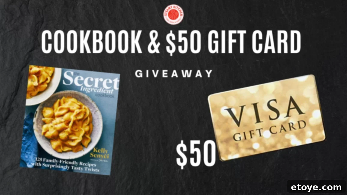 French Onion Steak Sandwiches Get the Recipe and Win 9 Giveaway banner for Steamy Kitchen and The Secret Ingredient Cookbook