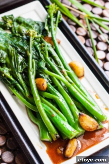 Roasted whole garlic cloves, a key aromatic in Gai Lan with Oyster Sauce.