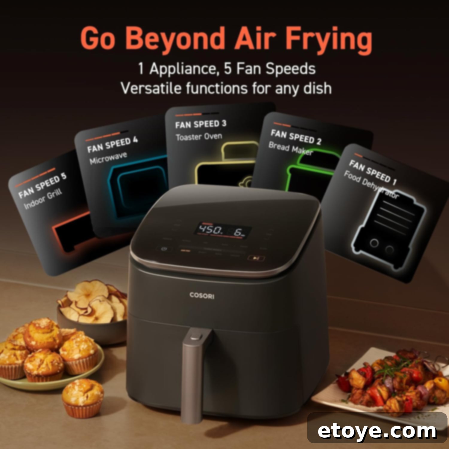 Cosori Airfryer in Use: Example of food being cooked in the Air Fryer